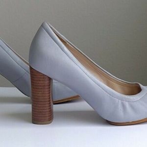 Clarks Artisan Leather Stacked Heel Pumps